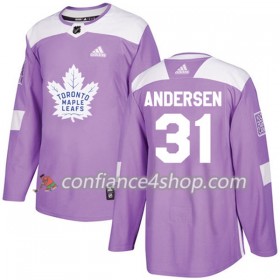Adidas Maillot de Hockey Toronto Maple Leafs Frederik Andersen 31 2017-2018 Violet Fights Cancer Practice Authentic - Homme